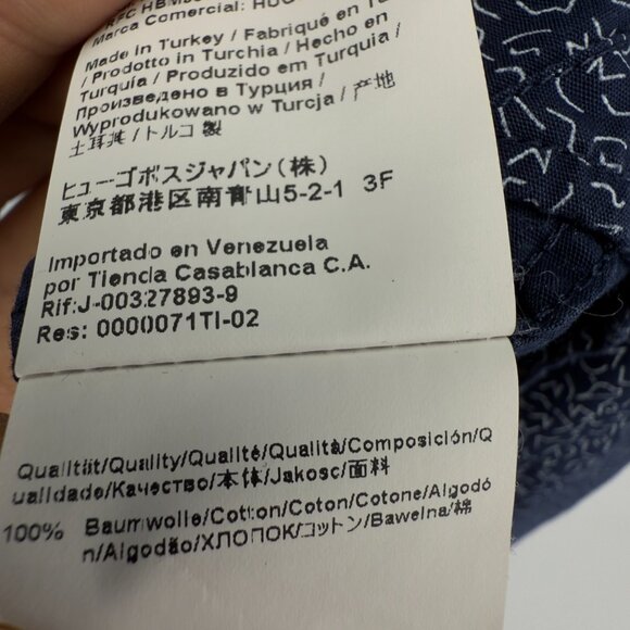 Hugo Boss Lukas Regular Fit Long Sleeves Abstract Print Navy Blue Shirt Size M - Picture 9 of 12